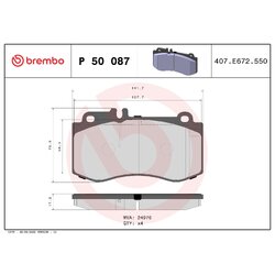 Brake Pad Set BREMBO P50087 OE Ref 0054208520