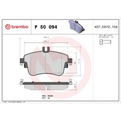 Brake Pad Set BREMBO P50094X OE Ref 0004202902
