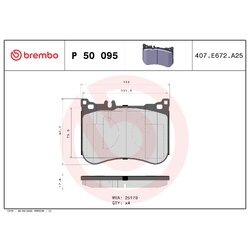 Brake Pad Set BREMBO P50095 OE Ref 0004204404