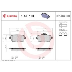 Brake Pad Set BREMBO P50100 OE Ref 0064204020