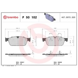Brake Pad Set BREMBO P50102 OE Ref 0064203620