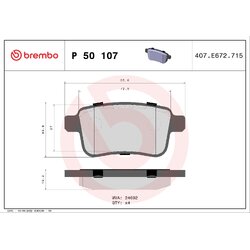 Brake Pad Set BREMBO P50107 OE Ref 4154210410