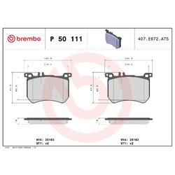 Brake Pad Set BREMBO P50111 OE Ref 0064204920