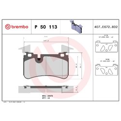 Brake Pad Set BREMBO P50113 OE Ref 0054202220