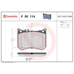 Brake Pad Set BREMBO P50114 OE Ref 0054206420