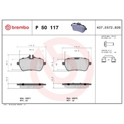 Brake Pad Set BREMBO P50117 OE Ref 0064205720