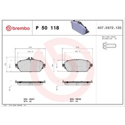 Brake Pad Set BREMBO P50118 OE Ref 0084203620