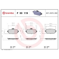 Brake Pad Set BREMBO P50119 OE Ref 0004208903