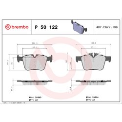 Brake Pad Set BREMBO P50122 OE Ref 0004208200