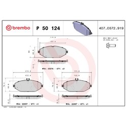 Brake Pad Set BREMBO P50124 OE Ref 0004209803