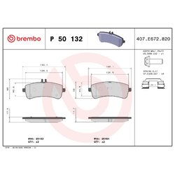 Brake Pad Set BREMBO P50132 OE Ref 0004204004