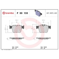 Brake Pad Set BREMBO P50133 OE Ref 0004205900