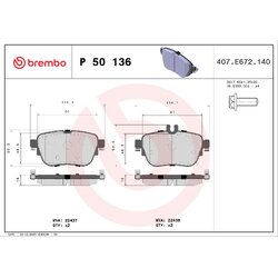 Brake Pad Set BREMBO P50136 OE Ref 0004206100
