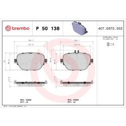 Brake Pad Set BREMBO P 50 138 OE Ref 0004205204