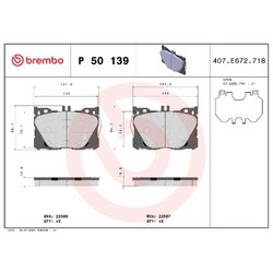 Brake Pad Set BREMBO P50139 OE Ref 0004204904