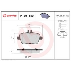 Brake Pad Set BREMBO P50140 OE Ref 0064208120
