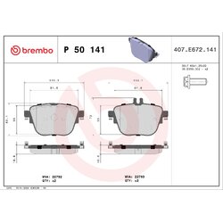 Brake Pad Set BREMBO P50141 OE Ref 0004206300