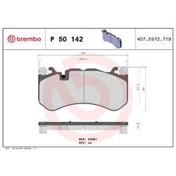 Brake Pad Set BREMBO P50142 OE Ref 0004203205