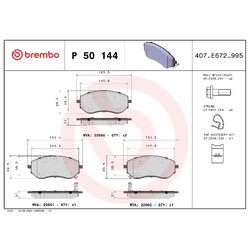 Brake Pad Set BREMBO P50144 OE Ref A4704205300