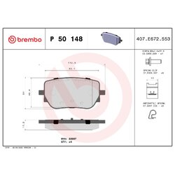 Brake Pad Set BREMBO P50148 OE Ref 0004205803