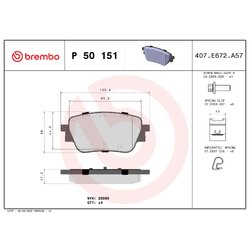 Brake Pad Set BREMBO P50151 OE Ref 0004205203