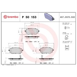 Brake Pad Set BREMBO P50153 OE Ref A4704230600