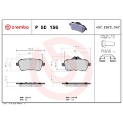 Brake Pad Set BREMBO P50156 OE Ref A0074208620