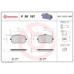 Brake Pad Set BREMBO P50157 OE Ref 0004205503