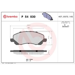 Brake Pad Set BREMBO P54030 OE Ref 068035576AA