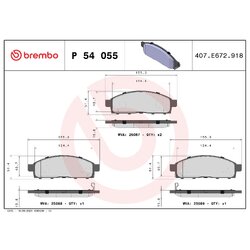 Brake Pad Set BREMBO P54055 OE Ref 6000611054