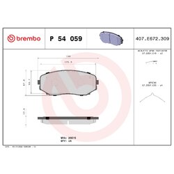 Brake Pad Set BREMBO P54059 OE Ref 7T4Z2001A