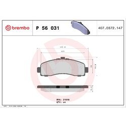 Brake Pad Set BREMBO P56031 OE Ref 410606F625