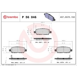 Brake Pad Set BREMBO P56046 OE Ref 040604BA0B