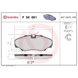 Brake Pad Set BREMBO P56061 OE Ref 4106000QAE