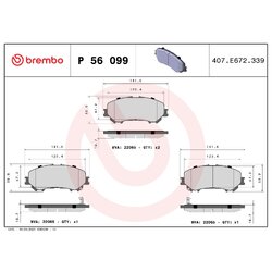 Brake Pad Set BREMBO P56099 OE Ref D106M4EAXA