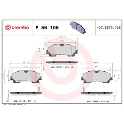 Brake Pad Set BREMBO P56106 OE Ref AY040NS185