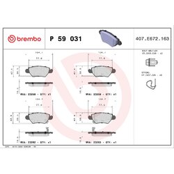 Brake Pad Set BREMBO P59031 OE Ref 09195685