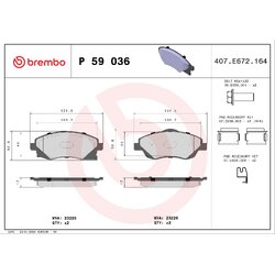 Brake Pad Set BREMBO P59036 OE Ref 1605081