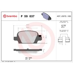Brake Pad Set BREMBO P59037 OE Ref 1605085