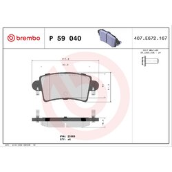 Brake Pad Set BREMBO P59040 OE Ref 1605982