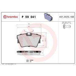 Brake Pad Set BREMBO P59041 OE Ref 6000620052