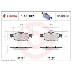 Brake Pad Set BREMBO P59042X OE Ref 425405