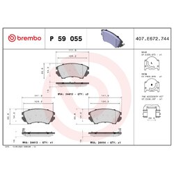 Brake Pad Set BREMBO P59055 OE Ref 13237751