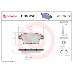 Brake Pad Set BREMBO P59057 OE Ref 93169177