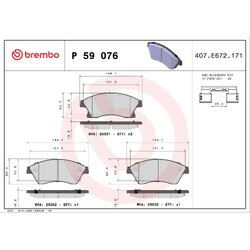 Brake Pad Set BREMBO P59076 OE Ref 13374966