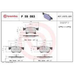 Brake Pad Set BREMBO P59083 OE Ref 39122150