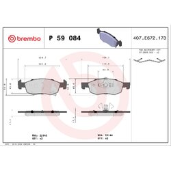 Brake Pad Set BREMBO P59084 OE Ref 95517028