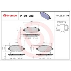 Brake Pad Set BREMBO P59088 OE Ref 1605324