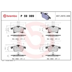 Brake Pad Set BREMBO P59089 OE Ref 1605264
