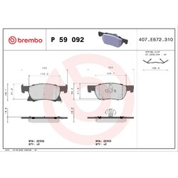 Brake Pad Set BREMBO P59092 OE Ref 39103797
